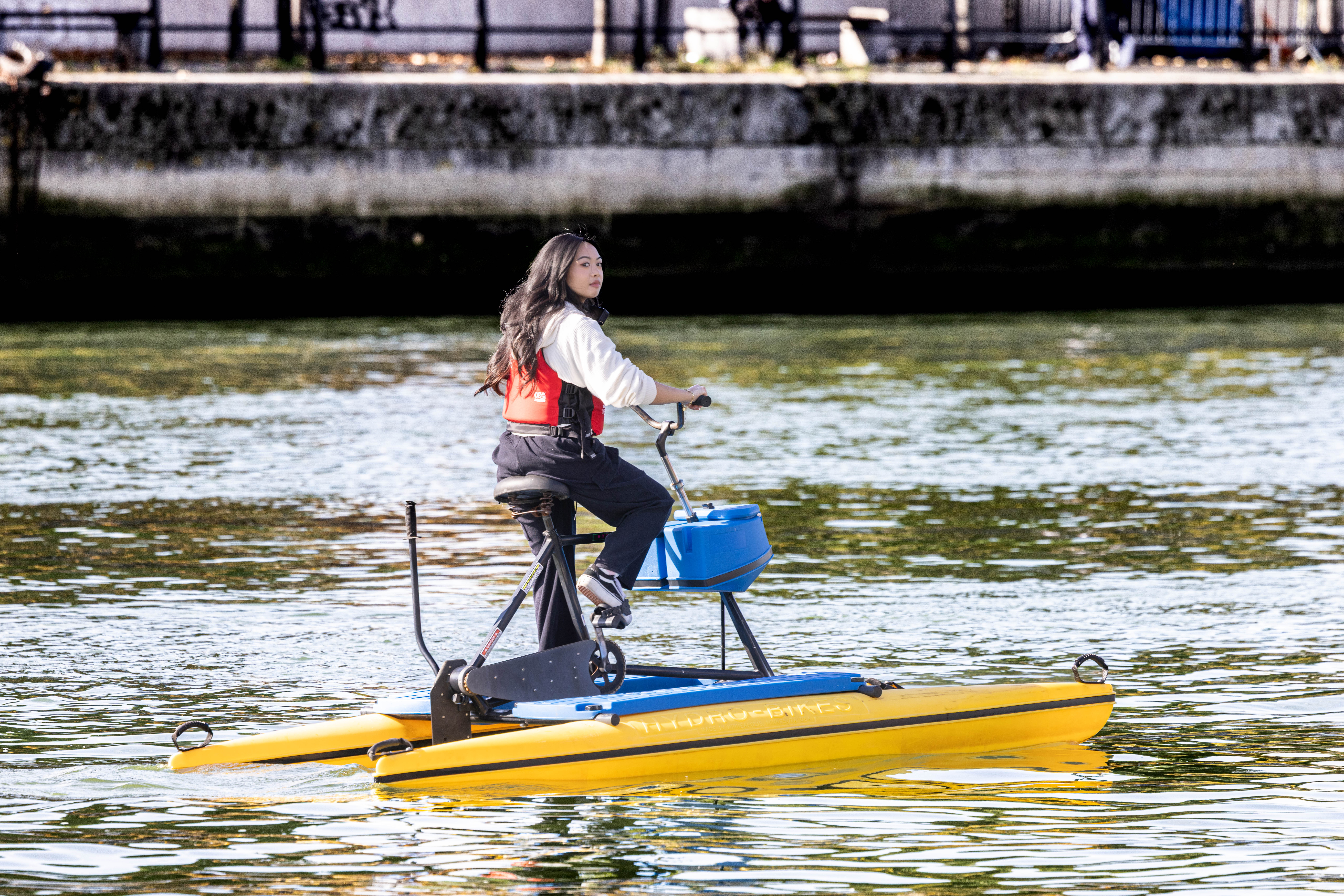 girl riding an hydrobike